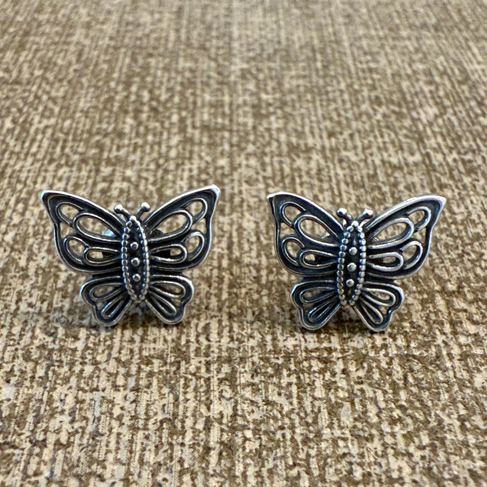 Pandora Silver Intricate Butterfly Earrings